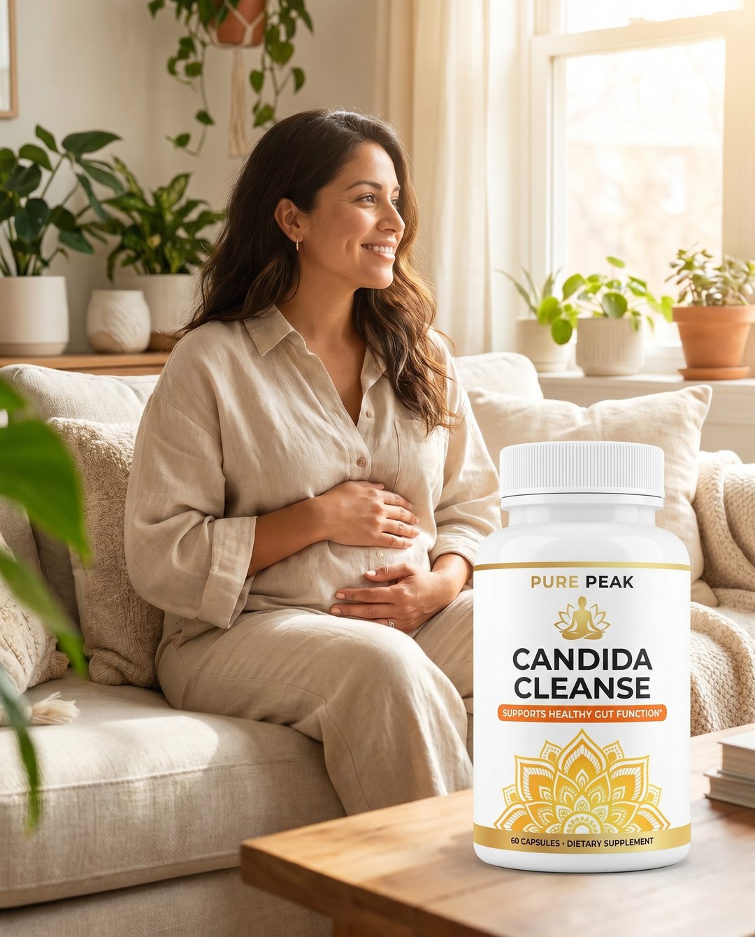 Mujer con bienestar digestivo