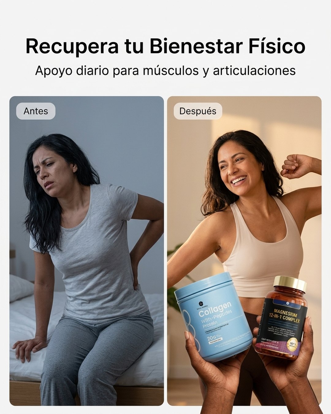 Recupera tu bienestar físico · apoyo diario para músculos y articulaciones