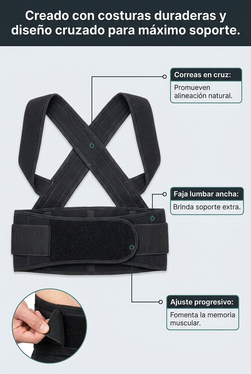 Costuras duraderas y diseño cruzado para máximo soporte