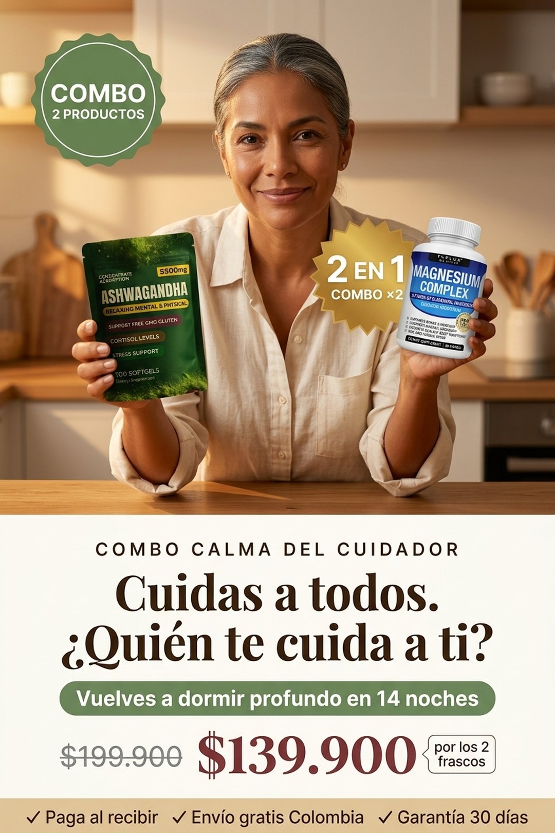 Combo Calma del Cuidador — Magnesio Glicinato + Ashwagandha KSM-66 · $139.900 · paga al recibir