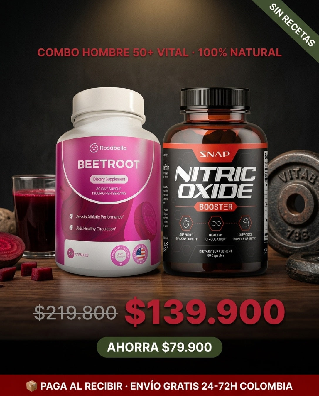 Combo Hombre 50+ Vital $139.900 · ahorra $79.900 · sin recetas