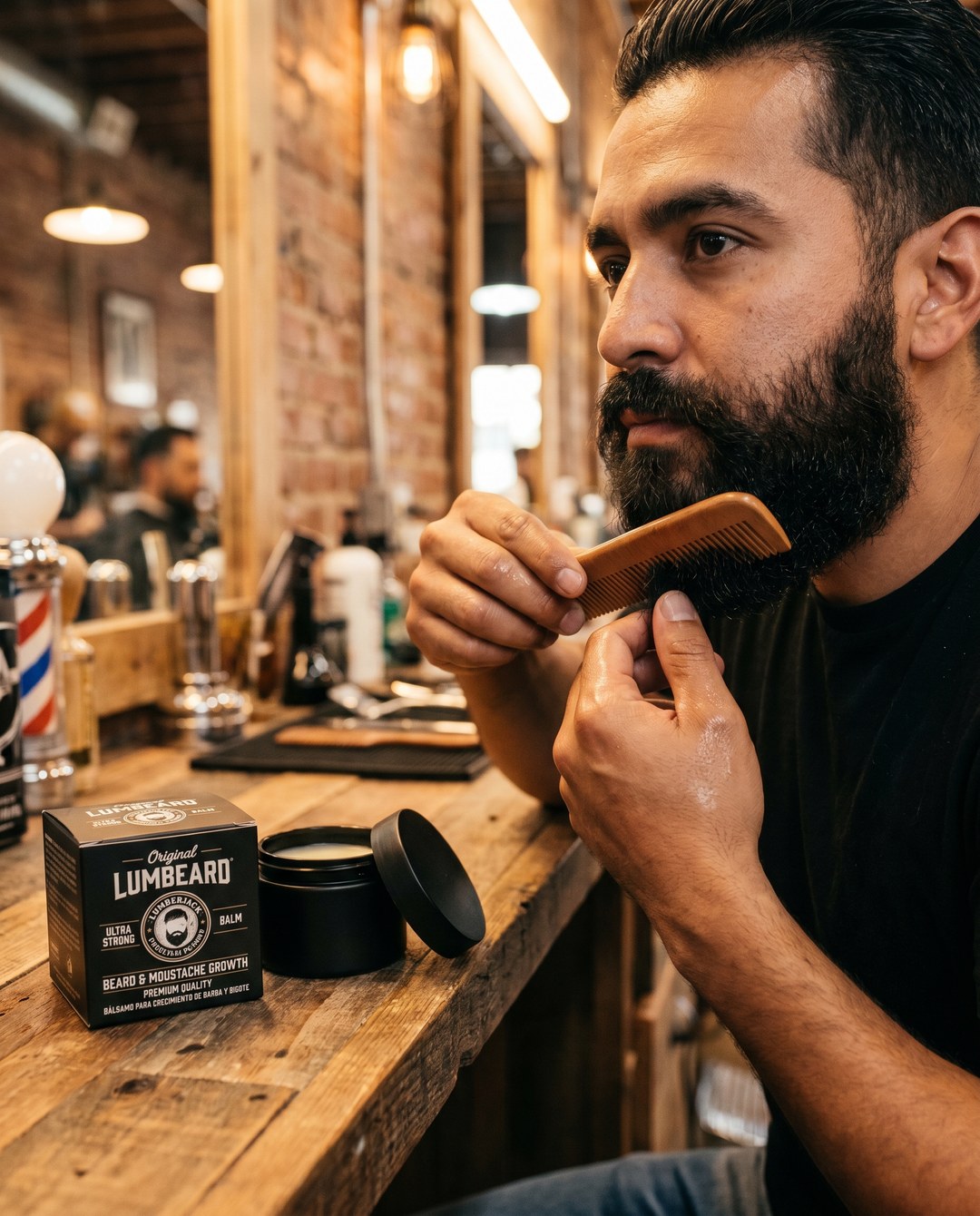 Ritual de cuidado de barba con peine
