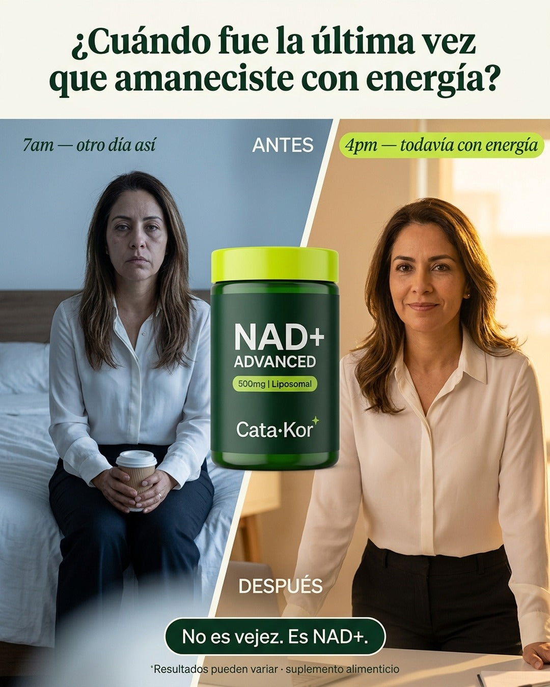 Energía celular sostenida todo el día · recupera la vitalidad que tenías a los 25