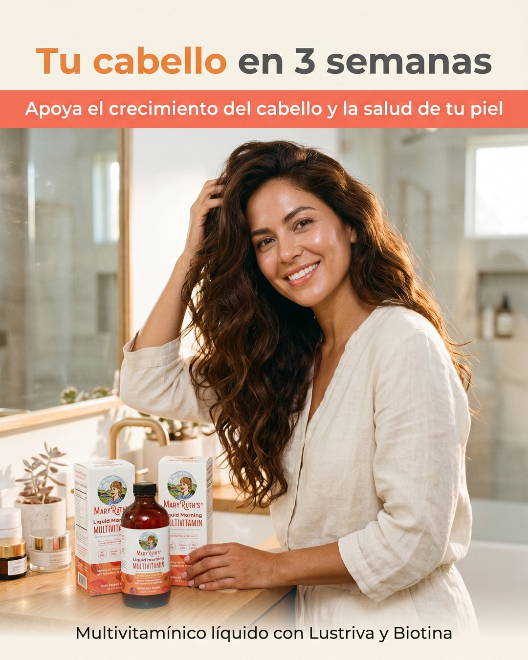 Tu cabello en 3 semanas apoya el crecimiento del cabello y la salud de la piel